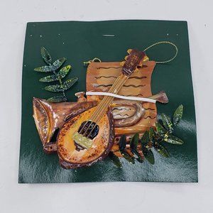 Mandolin Horn Flute Metal Ornament Christmas